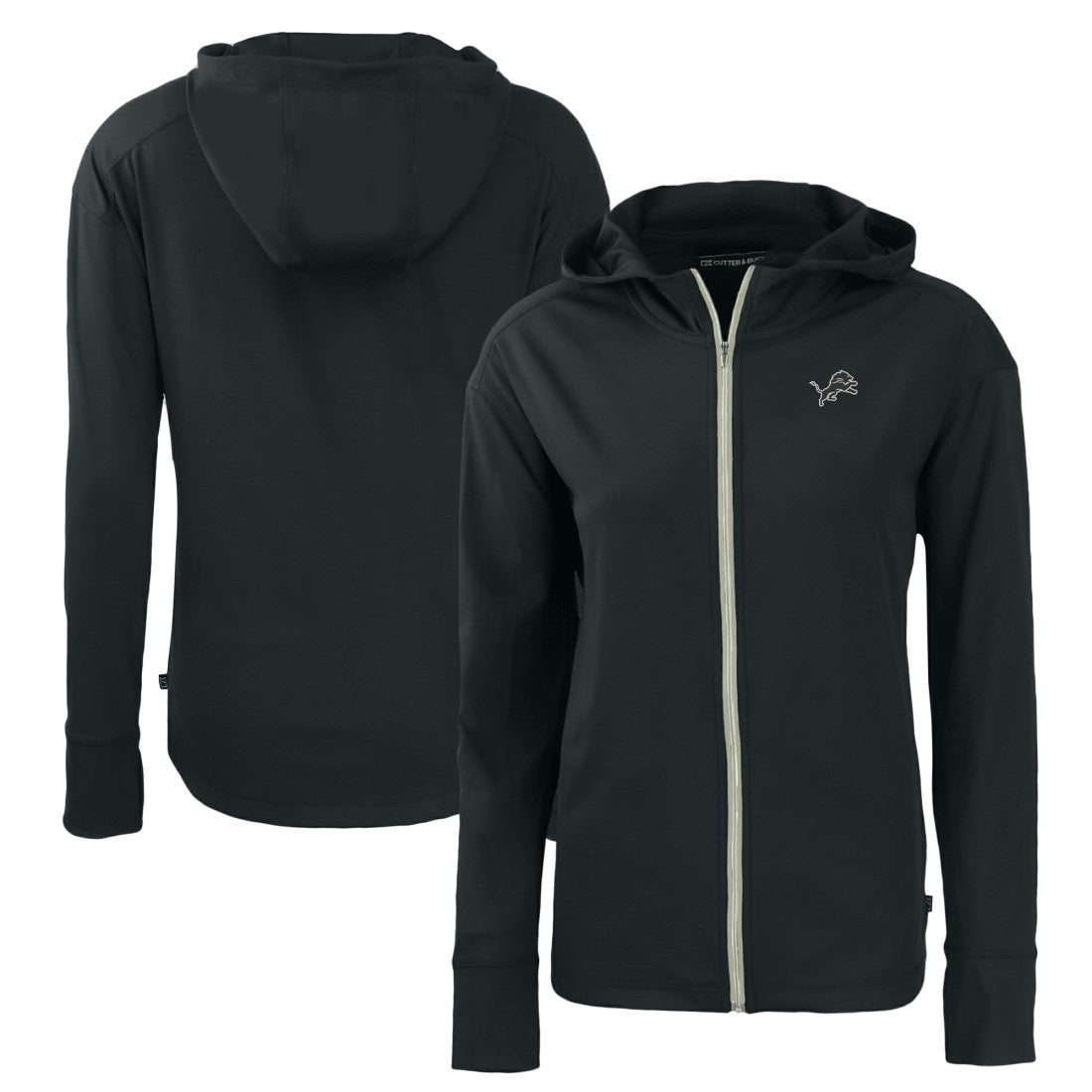 Detroit Lions Cutter & Buck Women's Daybreak Eco Recycled Full-Zip Hoodie Black - NFL