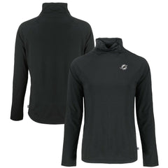 Miami Dolphins Cutter & Buck Women's Coastline Epic Comfort Eco Recycled Funnel Neck Pullover Sweatshirt Black - NFL