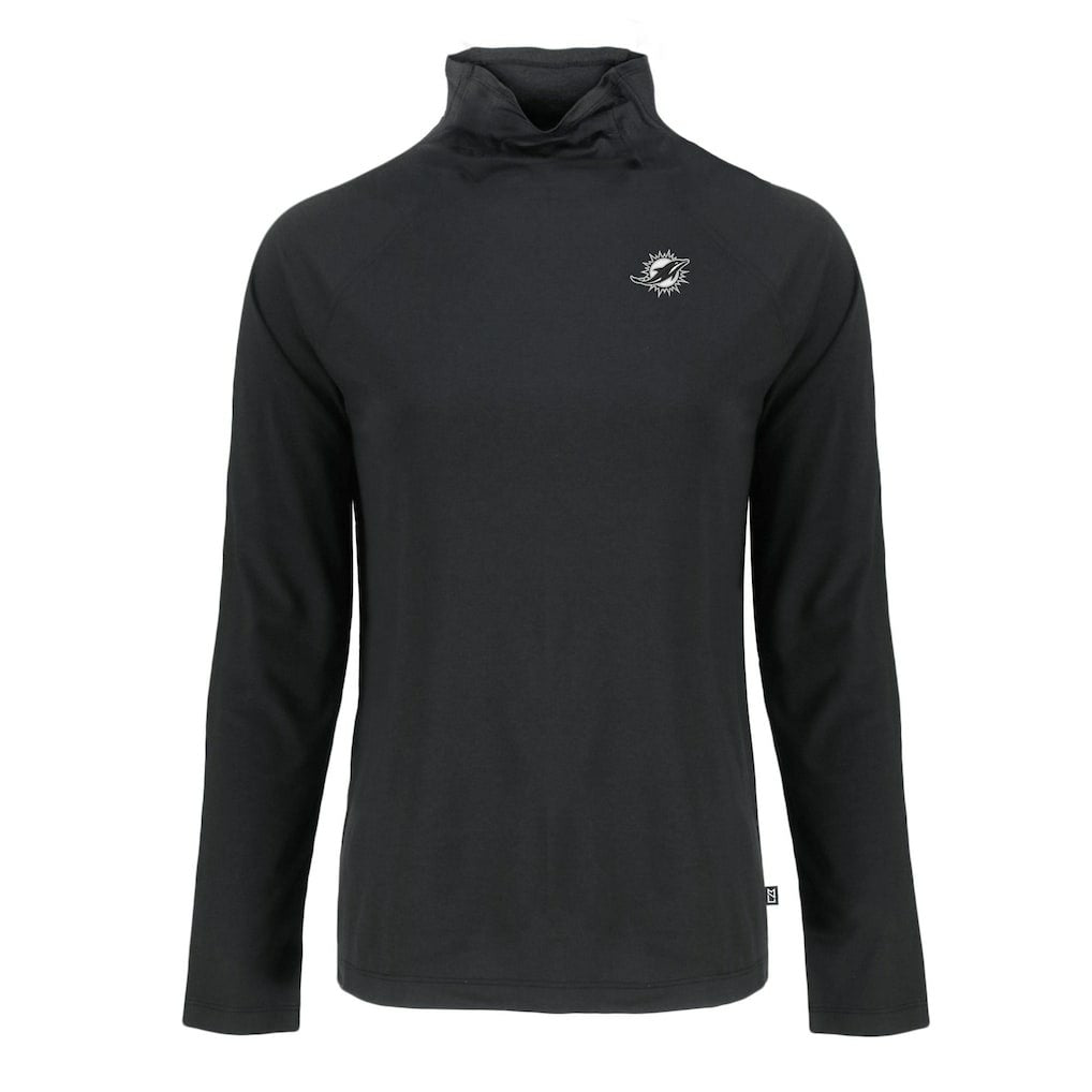 Miami Dolphins Cutter & Buck Women's Coastline Epic Comfort Eco Recycled Funnel Neck Pullover Sweatshirt Black - NFL