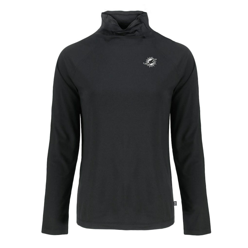 Miami Dolphins Cutter & Buck Women's Coastline Epic Comfort Eco Recycled Funnel Neck Pullover Sweatshirt Black - NFL