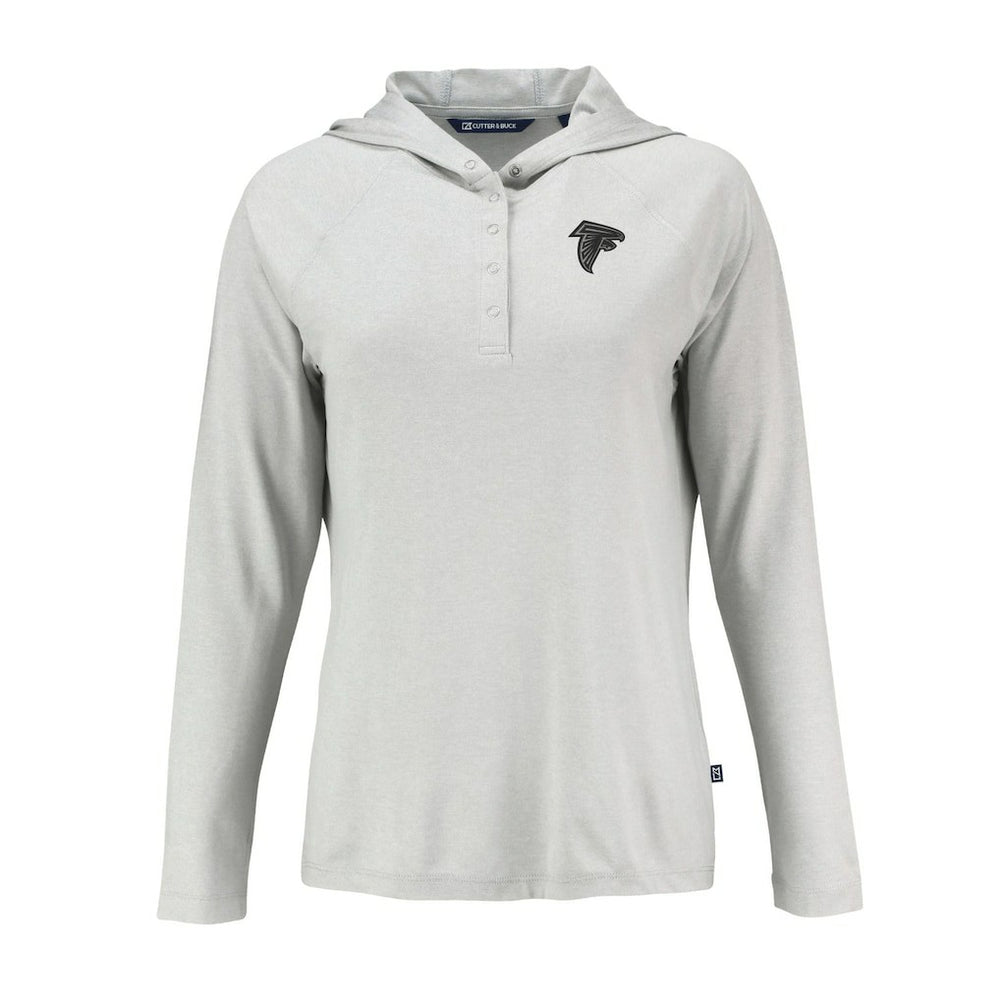 Atlanta Falcons Cutter & Buck Women's Coastline Epic Comfort Eco Recycled Long Sleeve Hoodie T-Shirt Gray - NFL