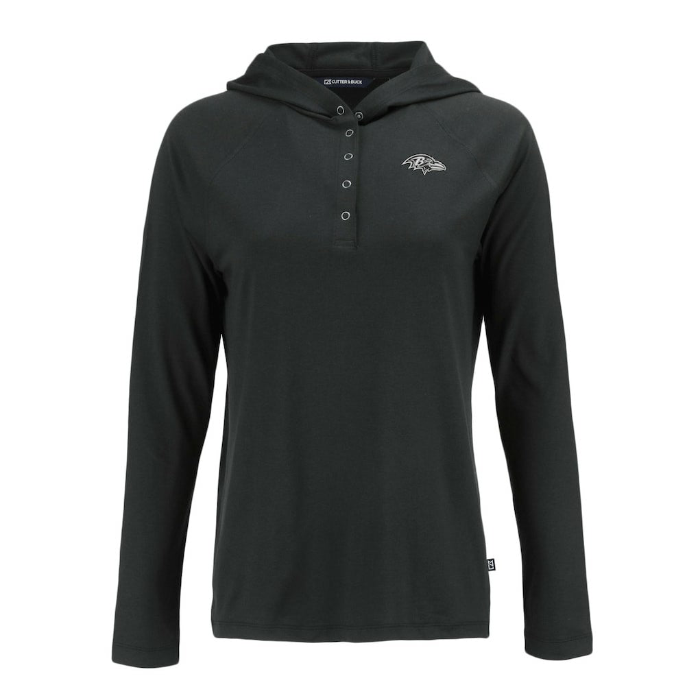 Baltimore Ravens Cutter & Buck Women's Coastline Epic Comfort Eco Recycled Long Sleeve Hoodie T-Shirt Black - NFL