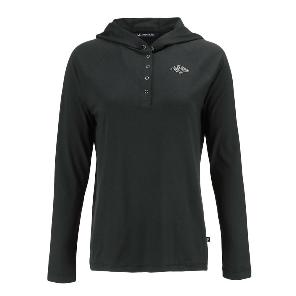 Baltimore Ravens Cutter & Buck Women's Coastline Epic Comfort Eco Recycled Long Sleeve Hoodie T-Shirt Black - NFL