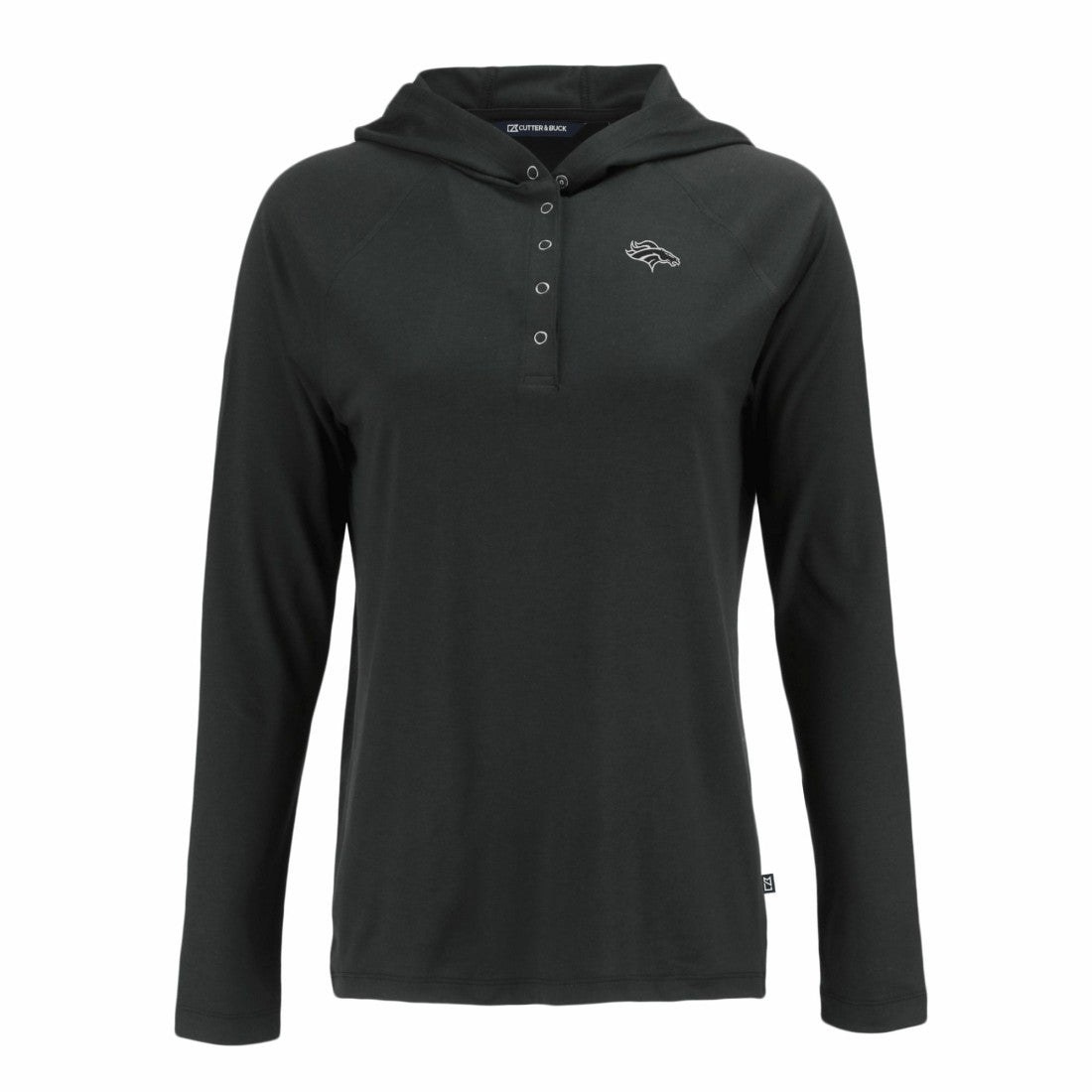 Denver Broncos Cutter & Buck Women's Coastline Epic Comfort Eco Recycled Long Sleeve Hoodie T-Shirt Black - NFL