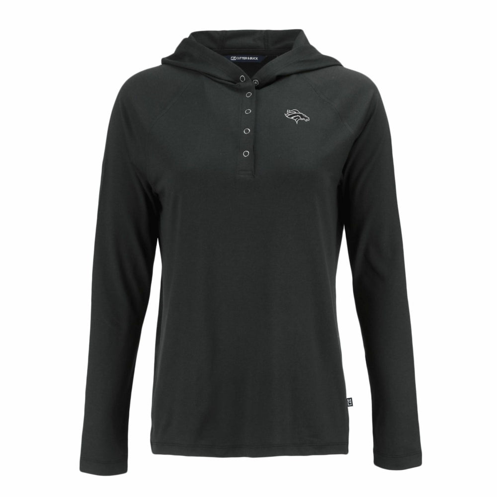 Denver Broncos Cutter & Buck Women's Coastline Epic Comfort Eco Recycled Long Sleeve Hoodie T-Shirt Black - NFL