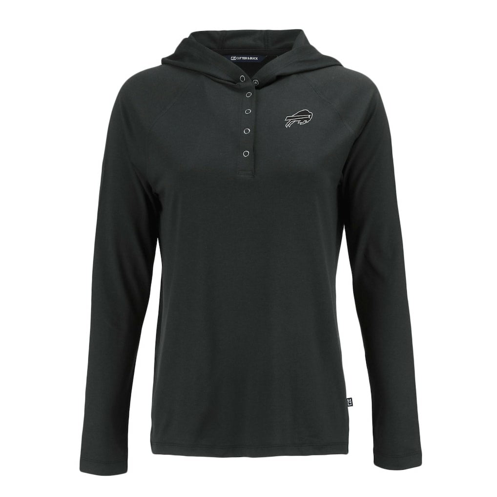 Buffalo Bills Cutter & Buck Women's Coastline Epic Comfort Eco Recycled Long Sleeve Hoodie T-Shirt Black - NFL