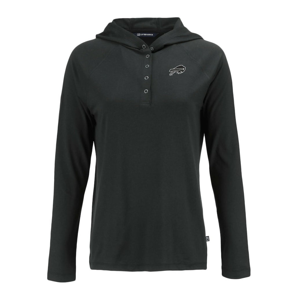 Buffalo Bills Cutter & Buck Women's Coastline Epic Comfort Eco Recycled Long Sleeve Hoodie T-Shirt Black - NFL