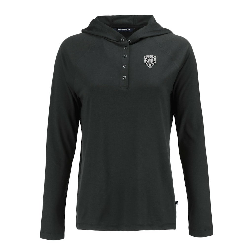 Chicago Bears Cutter & Buck Women's Coastline Epic Comfort Eco Recycled Long Sleeve Hoodie T-Shirt Black - NFL