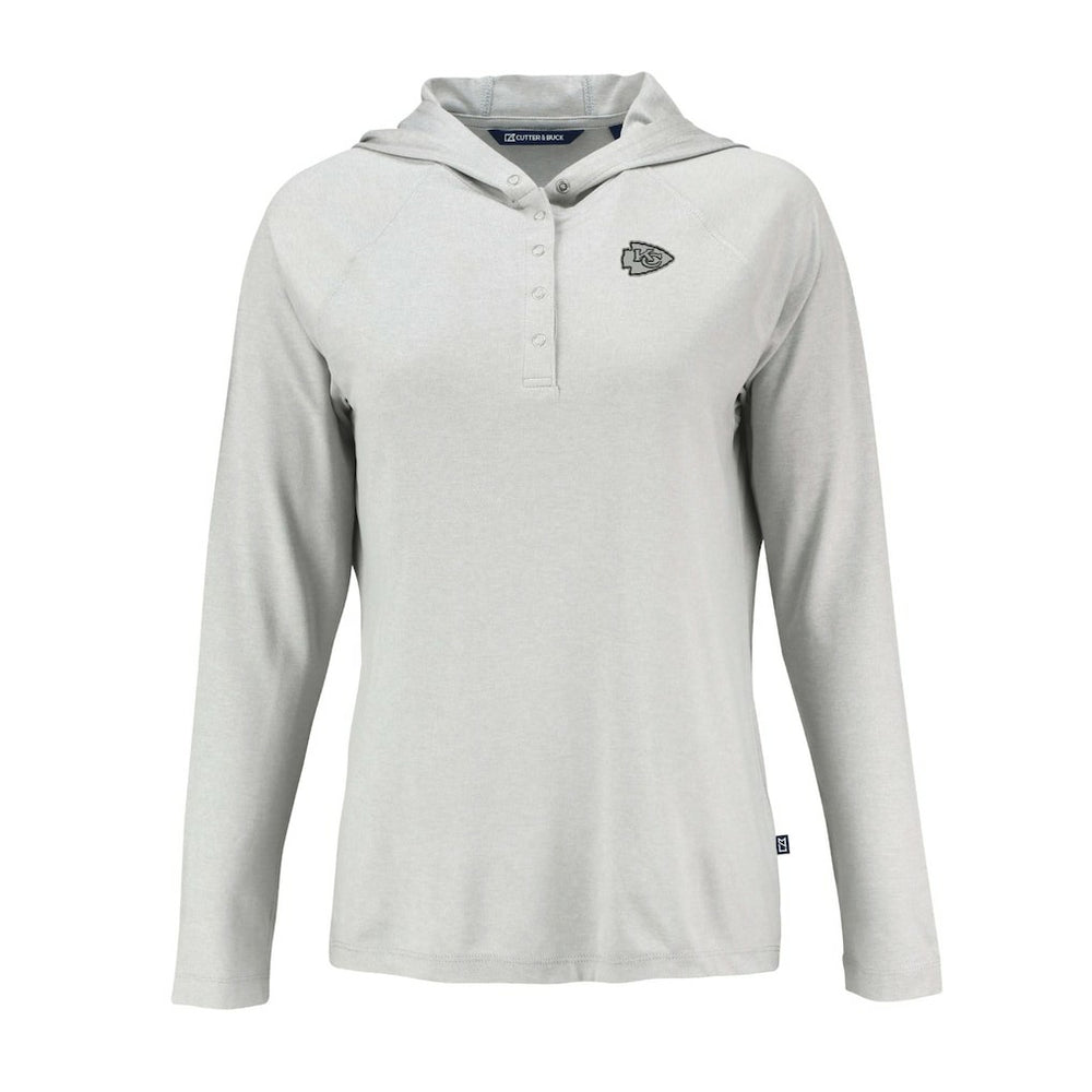 Kansas City Chiefs Cutter & Buck Women's Coastline Epic Comfort Eco Recycled Long Sleeve Hoodie T-Shirt Gray - NFL