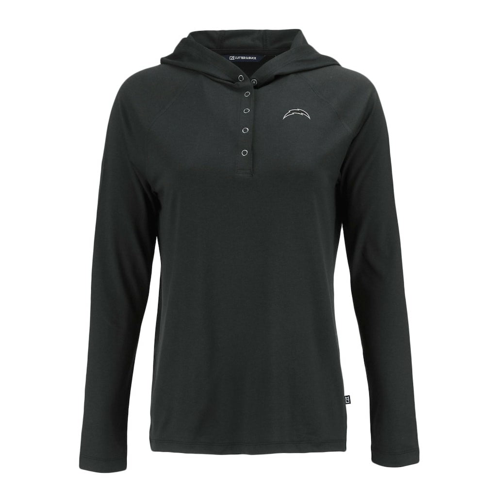 Los Angeles Chargers Cutter & Buck Women's Coastline Epic Comfort Eco Recycled Long Sleeve Hoodie T-Shirt Black - NFL