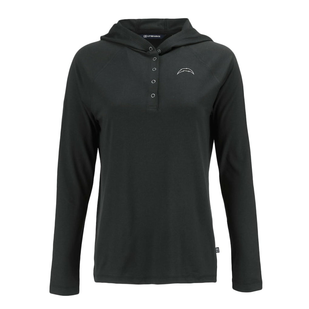 Los Angeles Chargers Cutter & Buck Women's Coastline Epic Comfort Eco Recycled Long Sleeve Hoodie T-Shirt Black - NFL