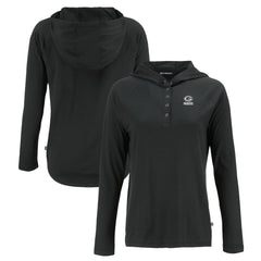 Green Bay Packers Cutter & Buck Women's Coastline Epic Comfort Eco Recycled Long Sleeve Hoodie T-Shirt Black - NFL