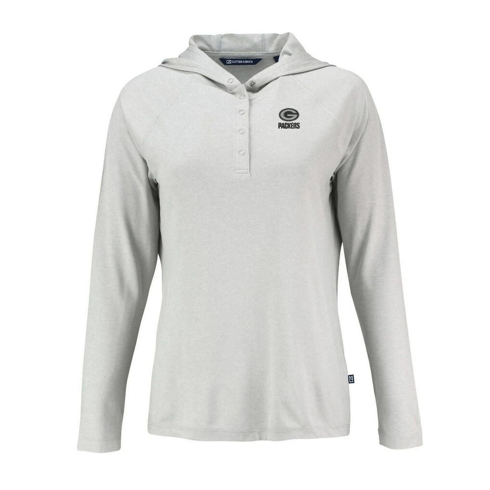 Green Bay Packers Cutter & Buck Women's Coastline Epic Comfort Eco Recycled Long Sleeve Hoodie T-Shirt Gray - NFL