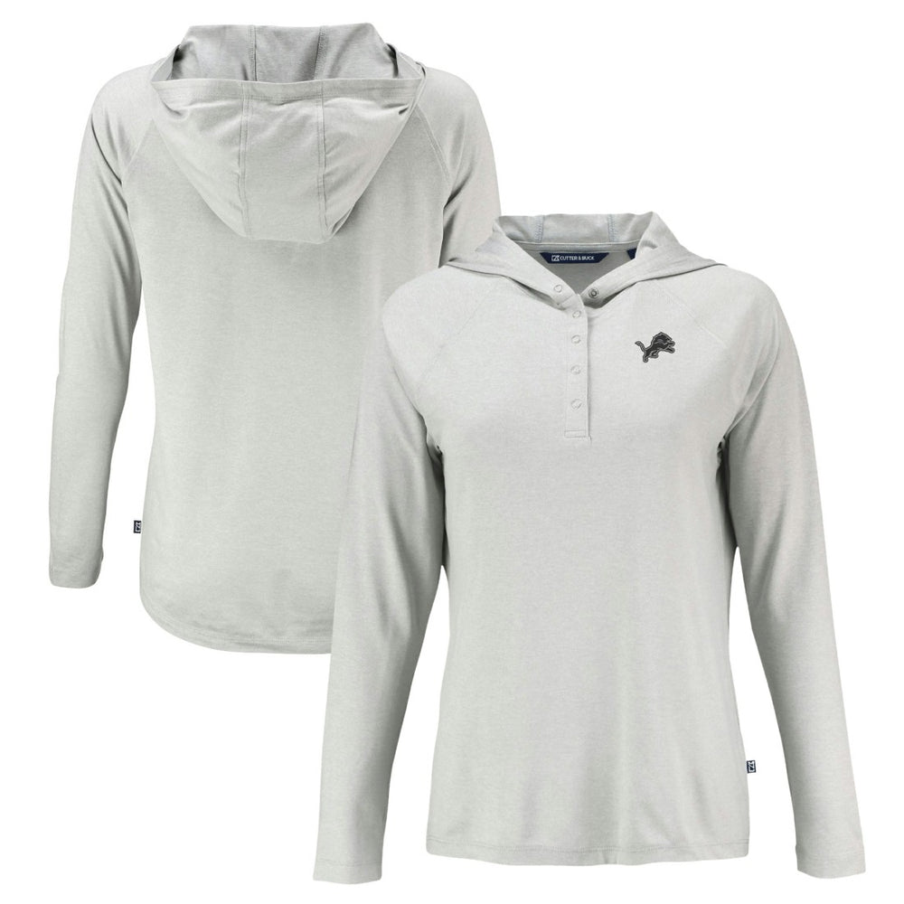 Detroit Lions Cutter & Buck Women's Coastline Epic Comfort Eco Recycled Long Sleeve Hoodie T-Shirt Gray - NFL