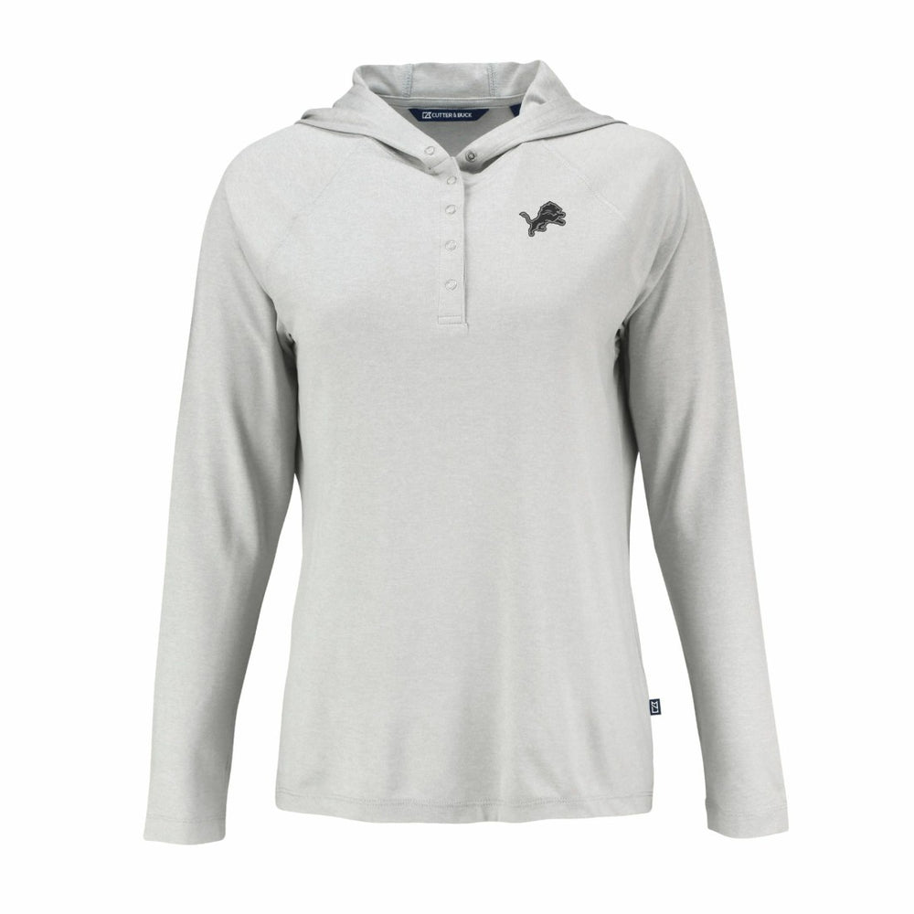 Detroit Lions Cutter & Buck Women's Coastline Epic Comfort Eco Recycled Long Sleeve Hoodie T-Shirt Gray - NFL