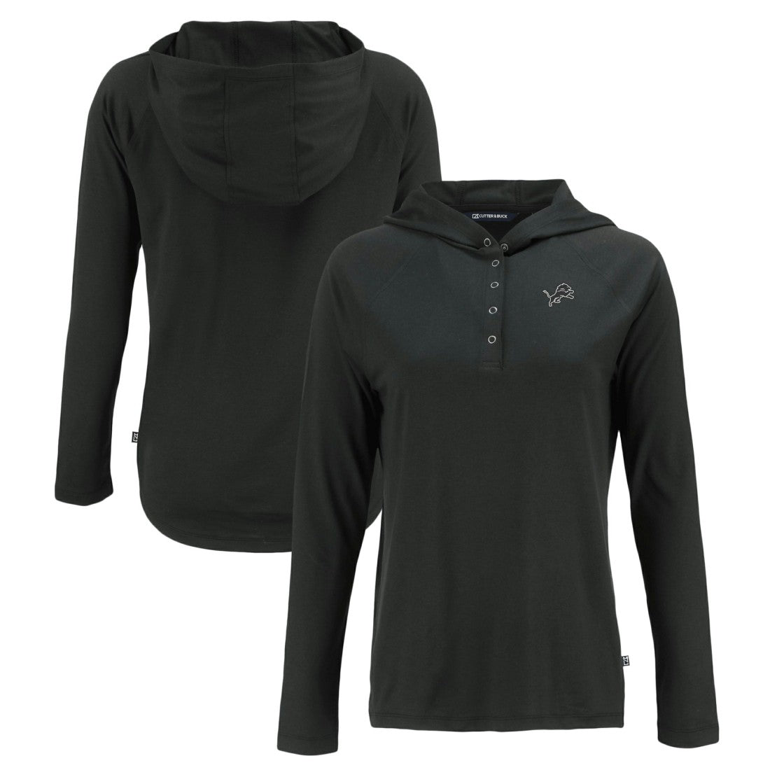 Detroit Lions Cutter & Buck Women's Coastline Epic Comfort Eco Recycled Long Sleeve Hoodie T-Shirt Black - NFL