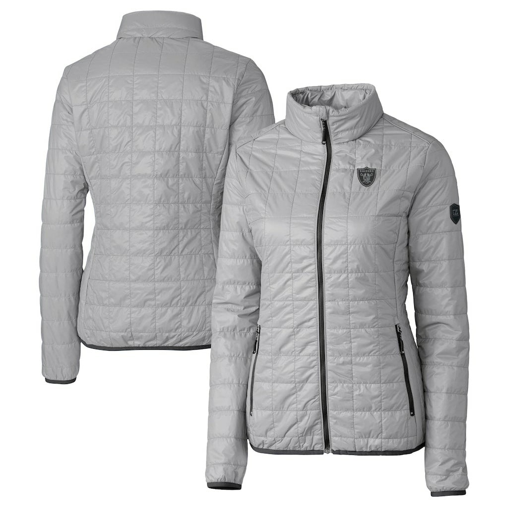 Las Vegas Raiders Cutter & Buck Women's Rainier PrimaLoft Eco Insulated Full-Zip Puffer Jacket Gray - NFL