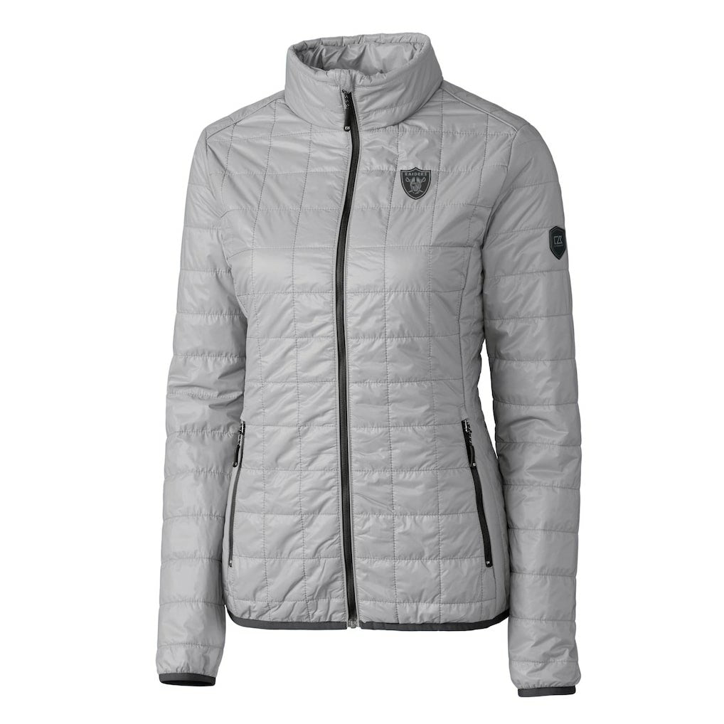 Las Vegas Raiders Cutter & Buck Women's Rainier PrimaLoft Eco Insulated Full-Zip Puffer Jacket Gray - NFL