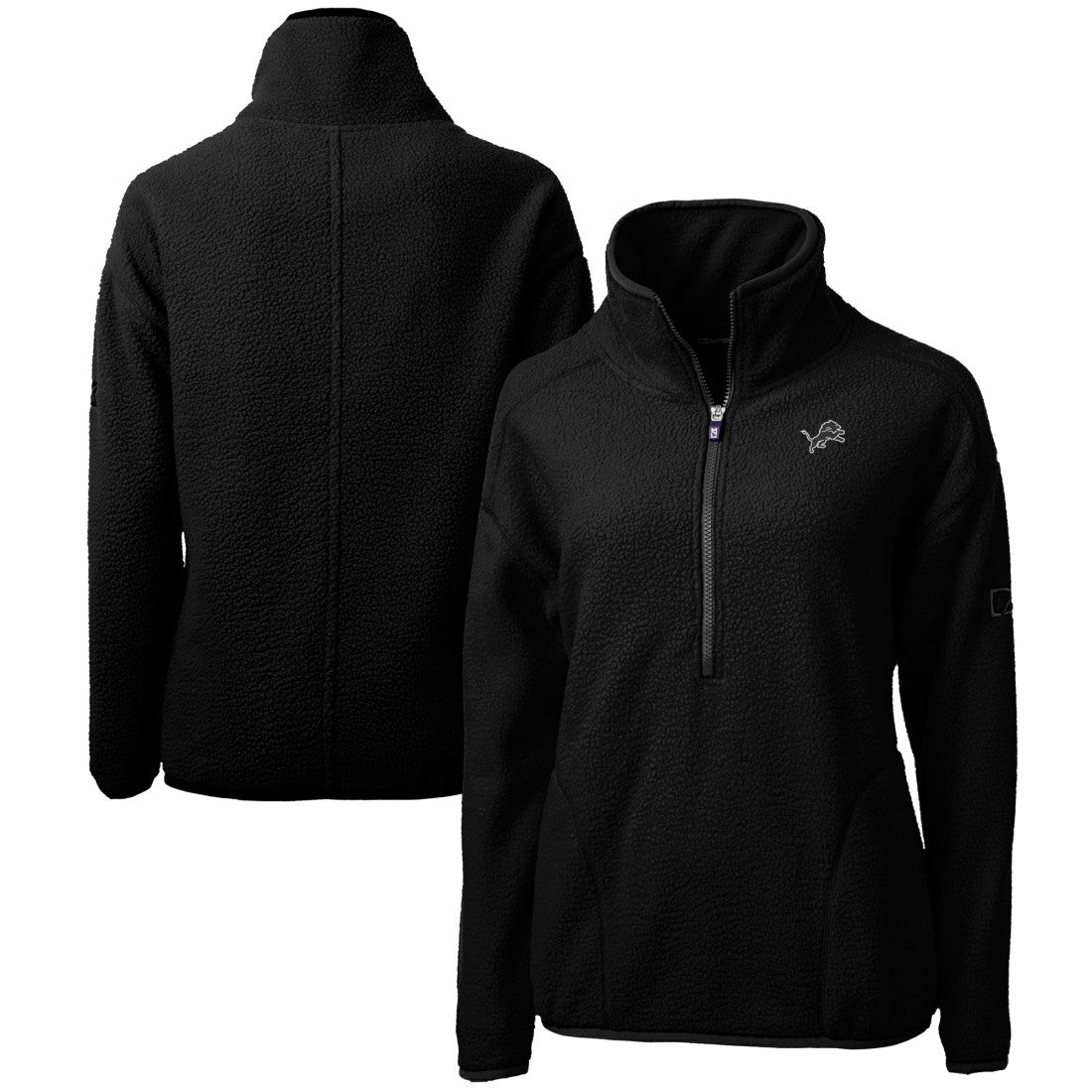 Detroit Lions Cutter & Buck Women's Cascade Eco Sherpa Fleece Half-Zip Jacket Black - NFL