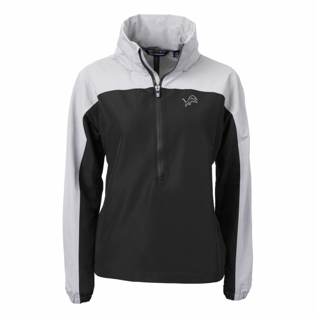 Detroit Lions Cutter & Buck Women's Charter Eco Recycled Half-Zip Hoodie Anorak Jacket Black/Gray - NFL