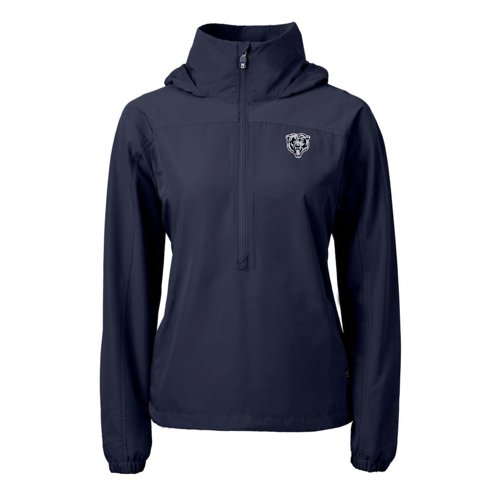 Chicago Bears Cutter & Buck Women's Charter Eco Recycled Half-Zip Hoodie Anorak Jacket Navy - NFL