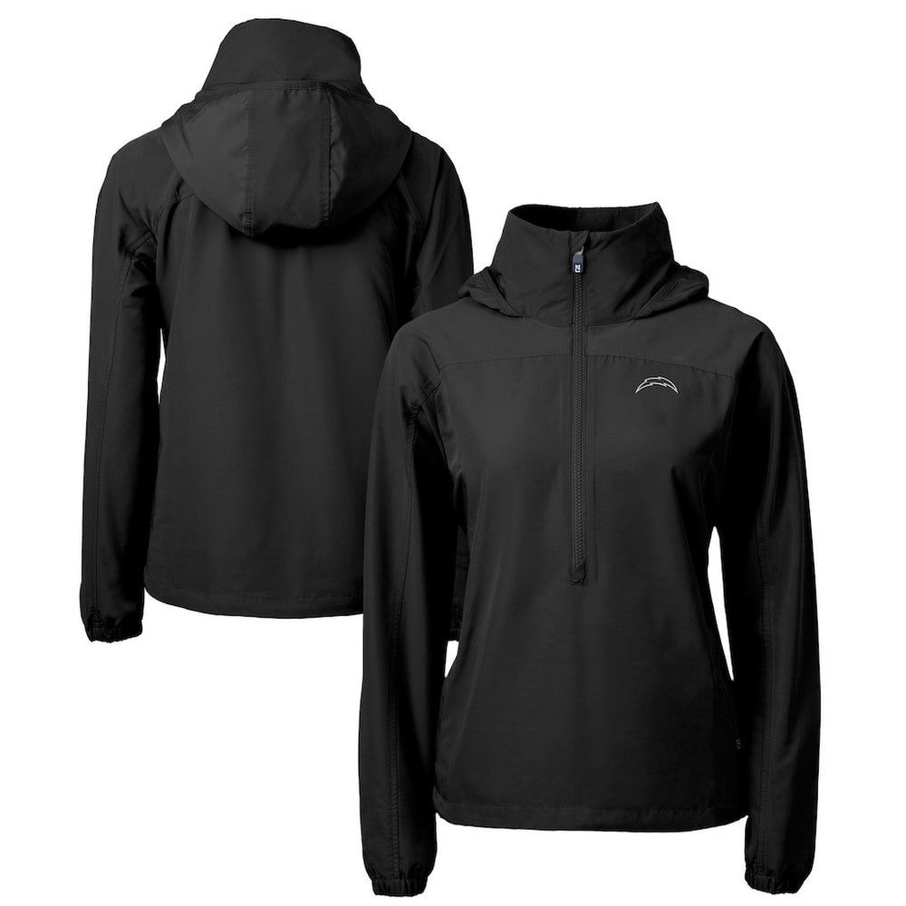Los Angeles Chargers Cutter & Buck Women's Charter Eco Recycled Half-Zip Hoodie Anorak Jacket Black - NFL
