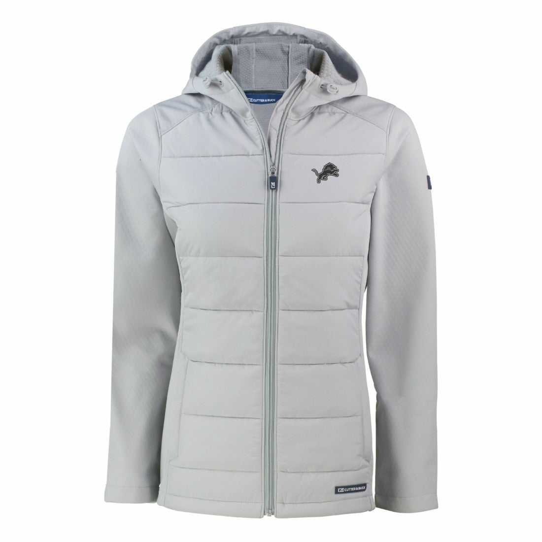 Detroit Lions Cutter & Buck Women's Evoke Hybrid Eco Softshell Recycled Full-Zip Hoodie Jacket Gray - NFL