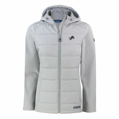 Detroit Lions Cutter & Buck Women's Evoke Hybrid Eco Softshell Recycled Full-Zip Hoodie Jacket Gray - NFL