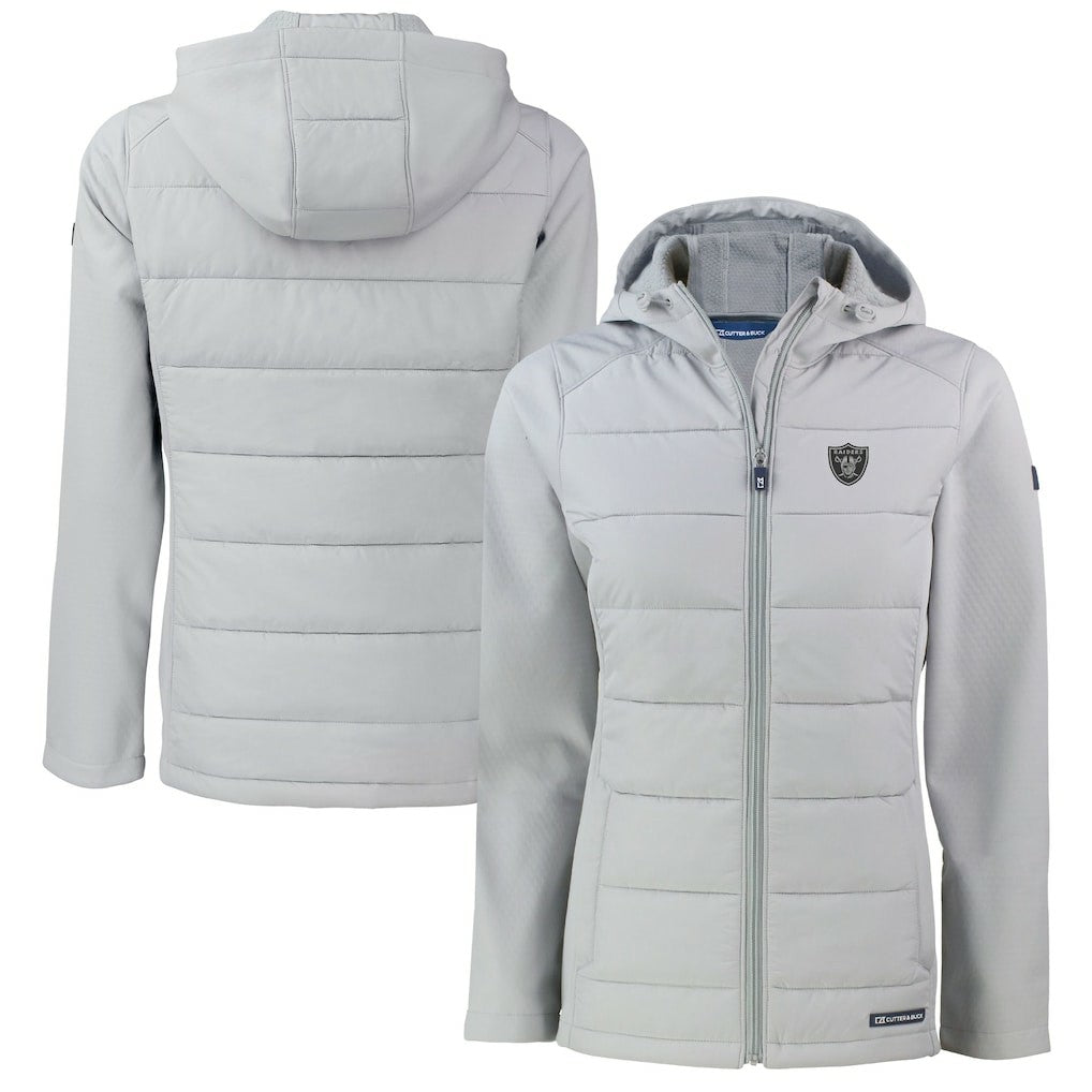 Las Vegas Raiders Cutter & Buck Women's Evoke Hybrid Eco Softshell Recycled Full-Zip Hoodie Jacket Gray - NFL