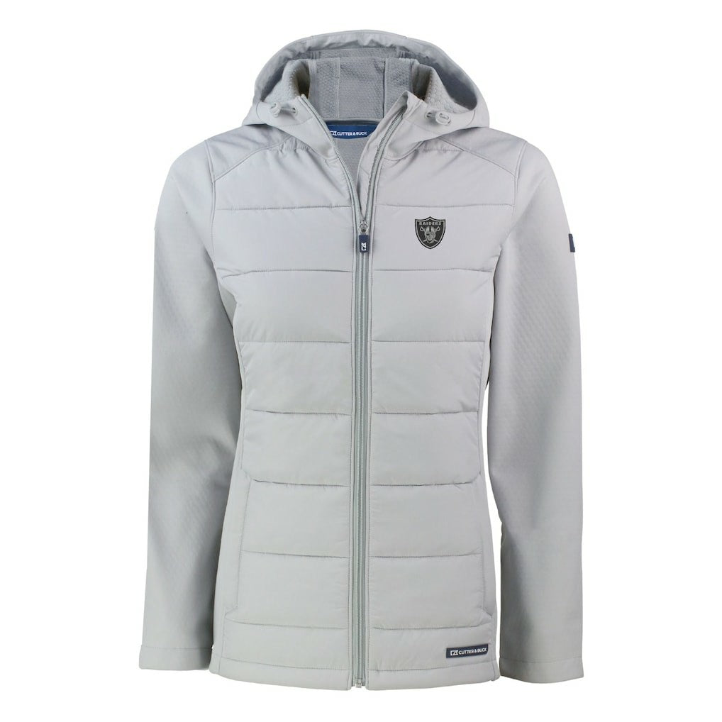 Las Vegas Raiders Cutter & Buck Women's Evoke Hybrid Eco Softshell Recycled Full-Zip Hoodie Jacket Gray - NFL
