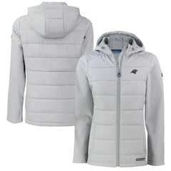 Carolina Panthers Cutter & Buck Women's Evoke Hybrid Eco Softshell Recycled Full-Zip Hoodie Jacket Gray - NFL