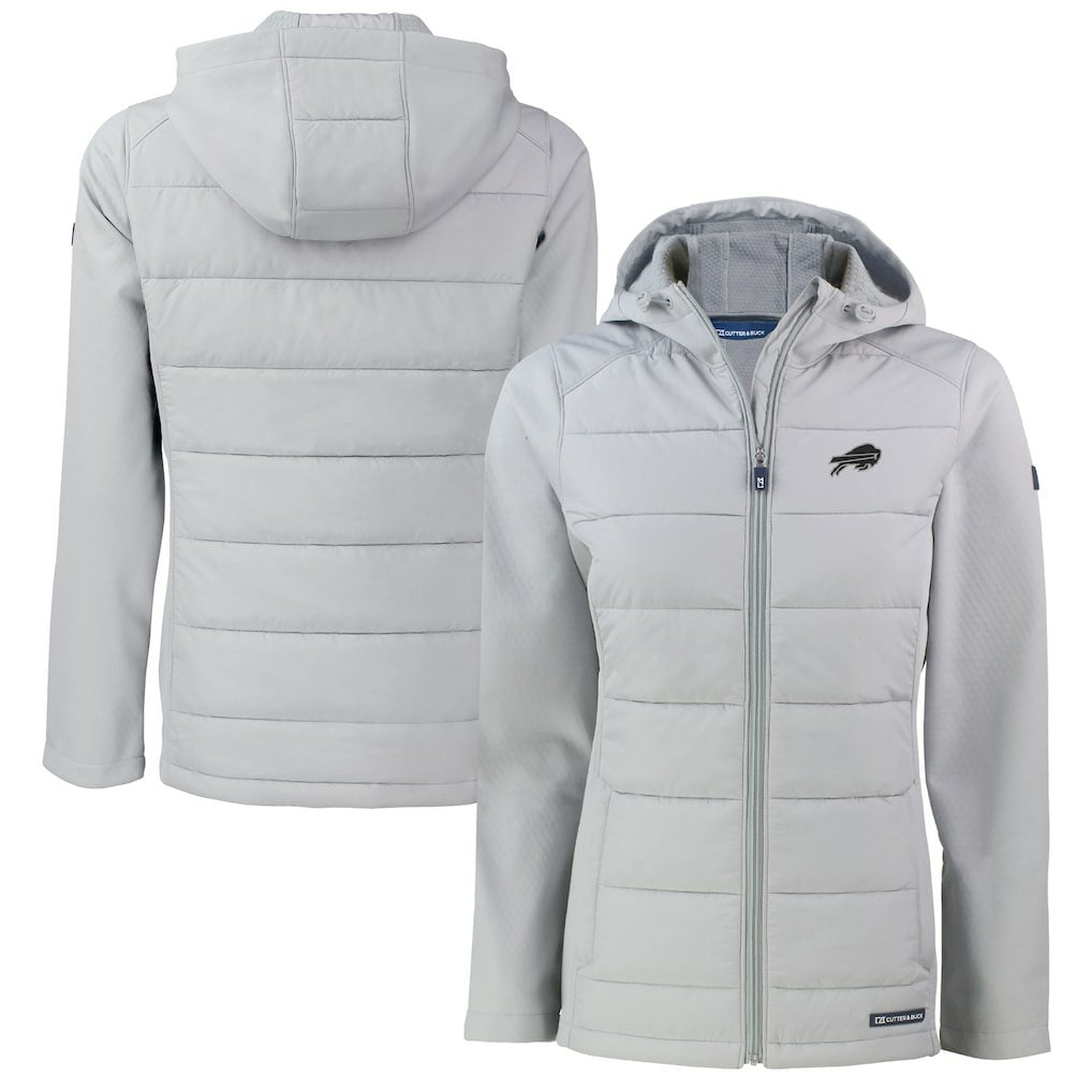 Buffalo Bills Cutter & Buck Women's Evoke Hybrid Eco Softshell Recycled Full-Zip Hoodie Jacket Gray - NFL