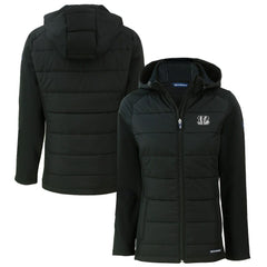 Cincinnati Bengals Cutter & Buck Women's Evoke Hybrid Eco Softshell Recycled Full-Zip Hoodie Jacket Black - NFL