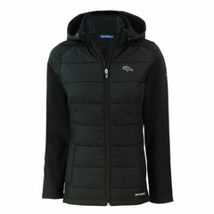 Denver Broncos Cutter & Buck Women's Evoke Hybrid Eco Softshell Recycled Full-Zip Hoodie Jacket Black - NFL