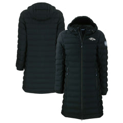 Baltimore Ravens Cutter & Buck Women's Mission Ridge Repreve Eco Insulated Full-Zip Hoodie Long Puffer Jacket Black - NFL