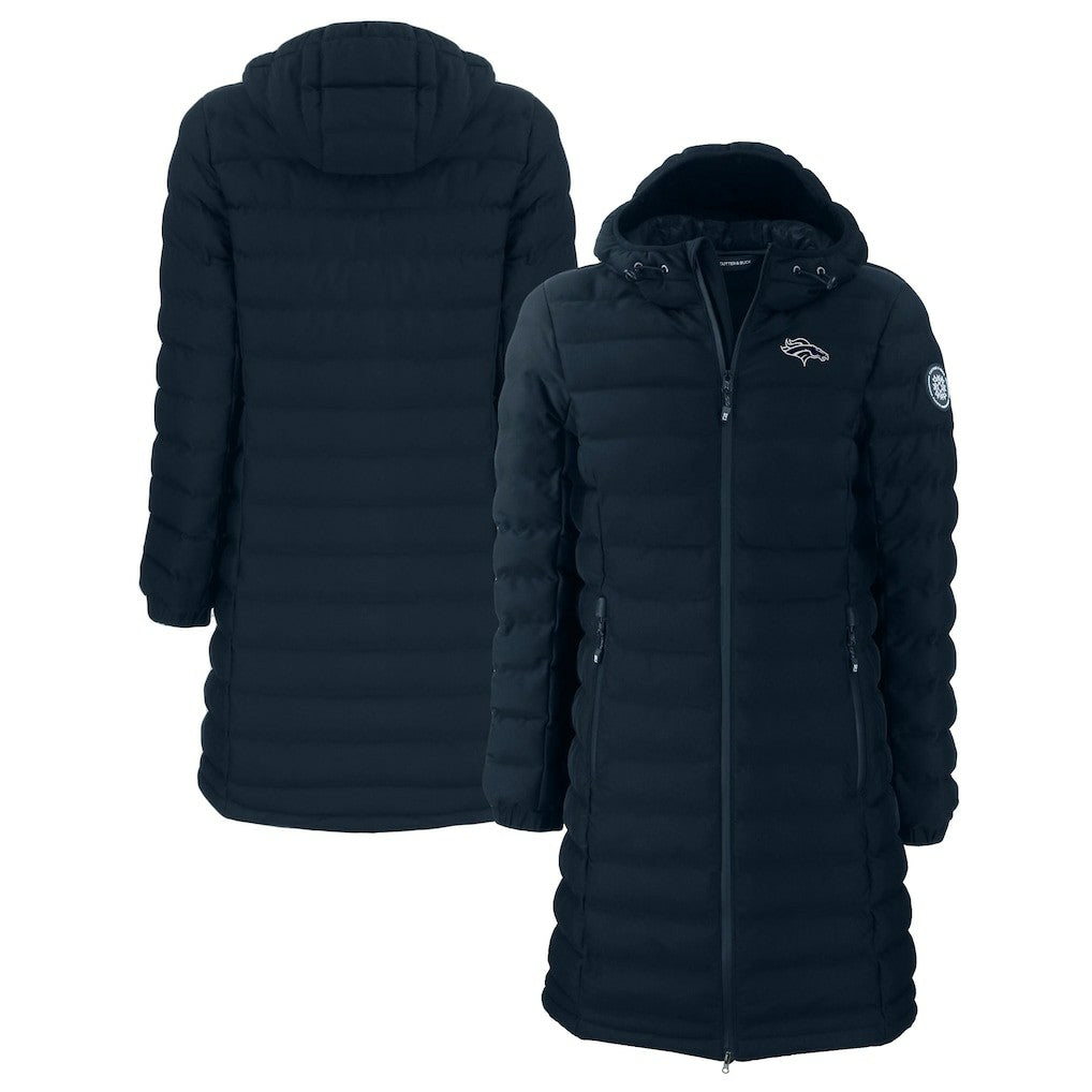 Denver Broncos Cutter & Buck Women's Mission Ridge Repreve Eco Insulated Full-Zip Hoodie Long Puffer Jacket Navy - NFL