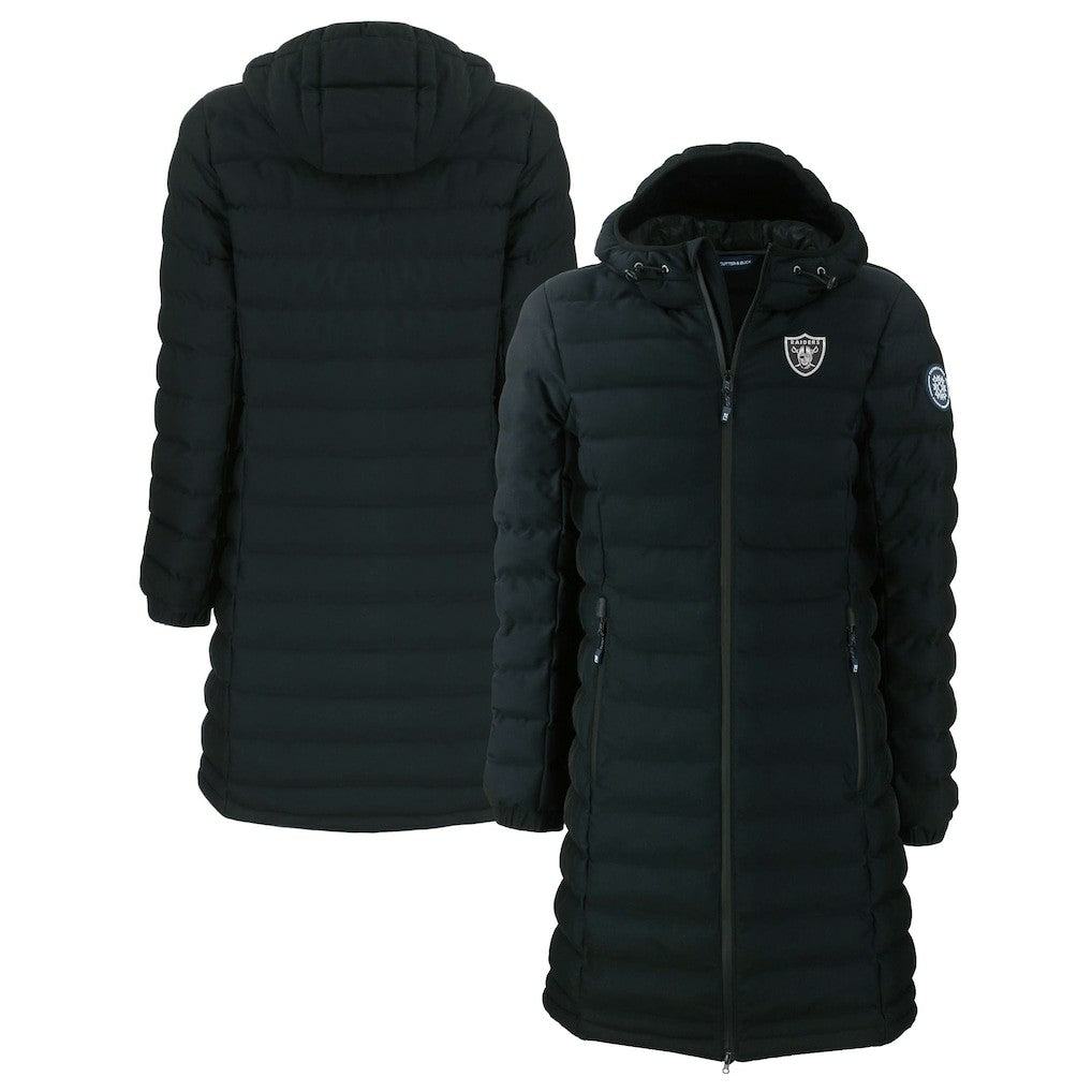 Las Vegas Raiders Cutter & Buck Women's Mission Ridge Repreve Eco Insulated Full-Zip Hoodie Long Puffer Jacket Black - NFL
