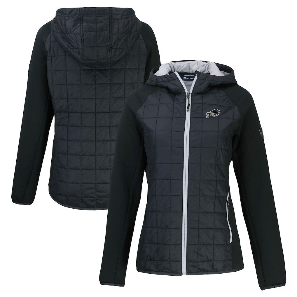 Buffalo Bills Cutter & Buck Women's Rainier PrimaLoft Eco Hybrid Full-Zip Hoodie Jacket Black - NFL