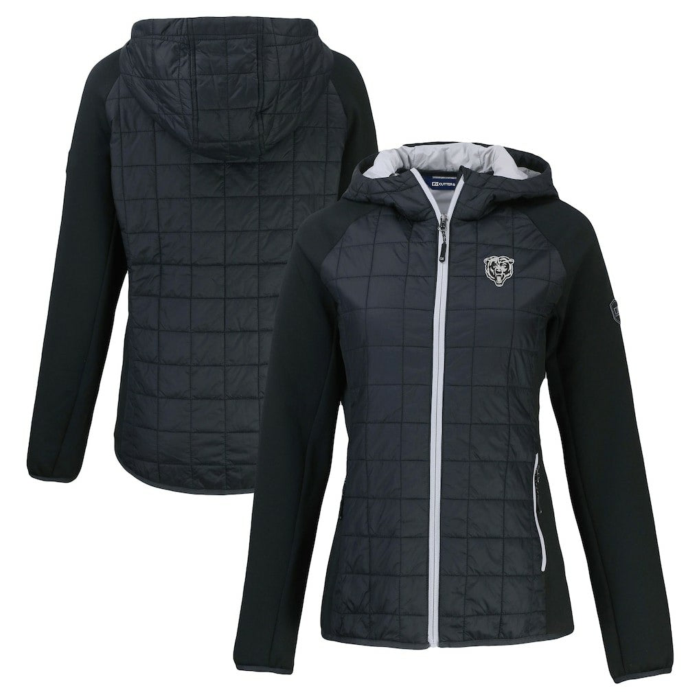 Chicago Bears Cutter & Buck Women's Rainier PrimaLoft Eco Hybrid Full-Zip Hoodie Jacket Black - NFL