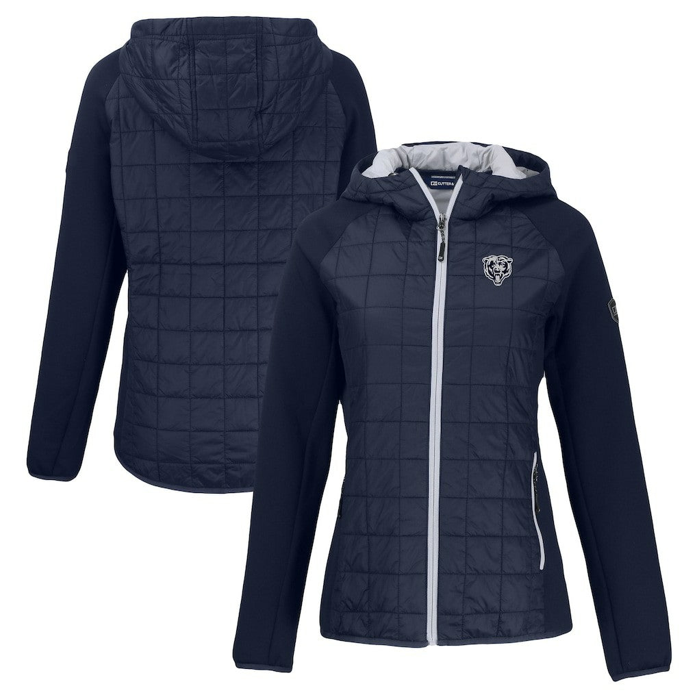 Chicago Bears Cutter & Buck Women's Rainier PrimaLoft Eco Hybrid Full-Zip Hoodie Jacket Navy - NFL