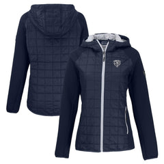 Chicago Bears Cutter & Buck Women's Rainier PrimaLoft Eco Hybrid Full-Zip Hoodie Jacket Navy - NFL