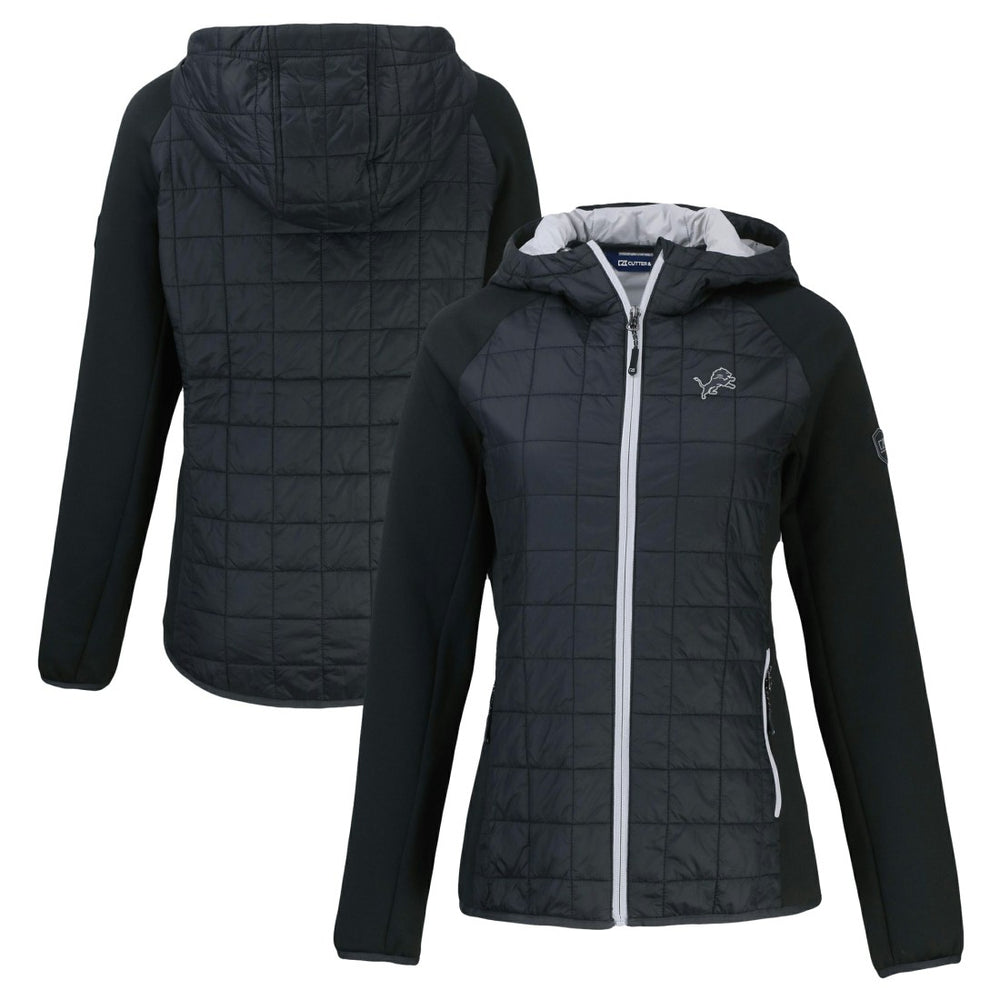 Detroit Lions Cutter & Buck Women's Rainier PrimaLoft Eco Hybrid Full-Zip Hoodie Jacket Black - NFL