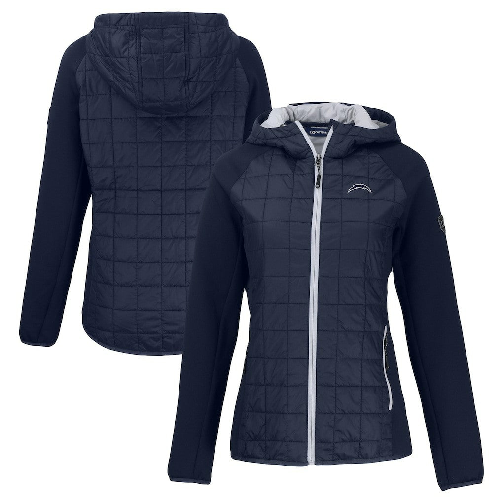 Los Angeles Chargers Cutter & Buck Women's Rainier PrimaLoft Eco Hybrid Full-Zip Hoodie Jacket Navy - NFL