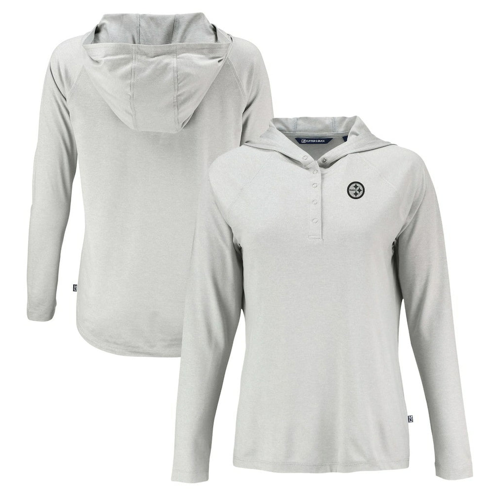 Pittsburgh Steelers Cutter & Buck Women's Coastline Epic Comfort Eco Recycled Long Sleeve Hoodie T-Shirt Gray - NFL