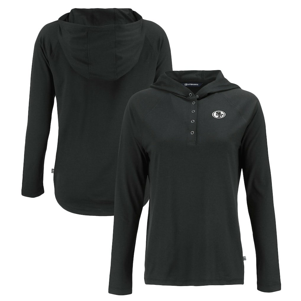 San Francisco 49ers Cutter & Buck Women's Coastline Epic Comfort Eco Recycled Long Sleeve Hoodie T-Shirt Black - NFL