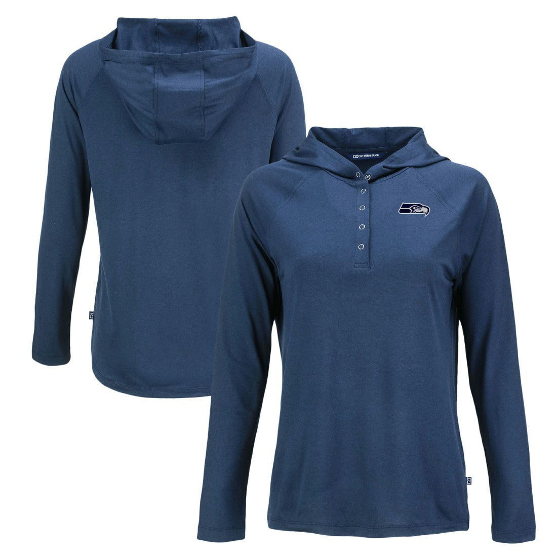 Seattle Seahawks Cutter & Buck Women's Coastline Epic Comfort Eco Recycled Long Sleeve Hoodie T-Shirt Navy - NFL