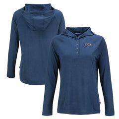 Seattle Seahawks Cutter & Buck Women's Coastline Epic Comfort Eco Recycled Long Sleeve Hoodie T-Shirt Navy - NFL