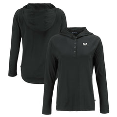 Washington Commanders Cutter & Buck Women's Coastline Epic Comfort Eco Recycled Long Sleeve Hoodie T-Shirt Black - NFL