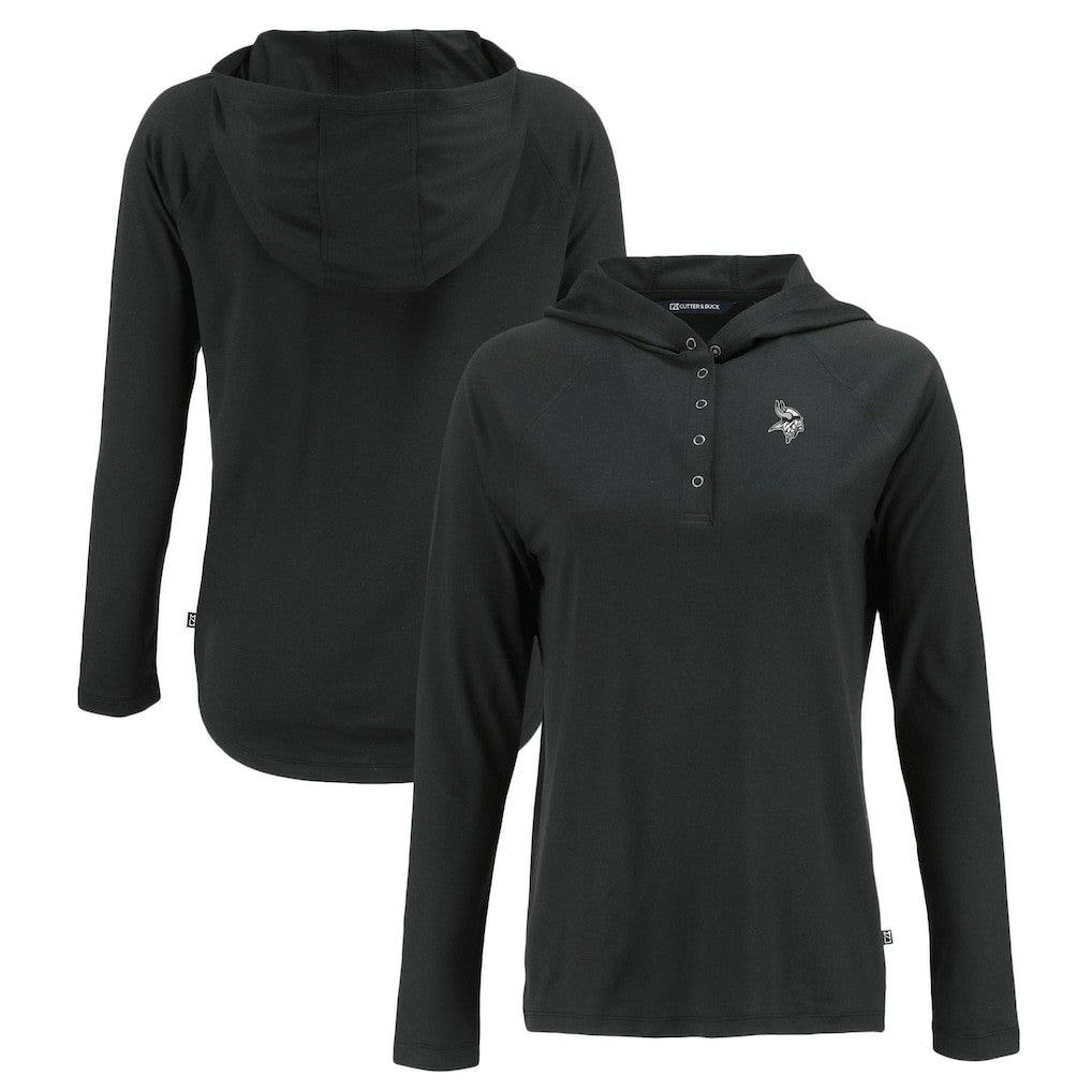Minnesota Vikings Cutter & Buck Women's Coastline Epic Comfort Eco Recycled Long Sleeve Hoodie T-Shirt Black - NFL