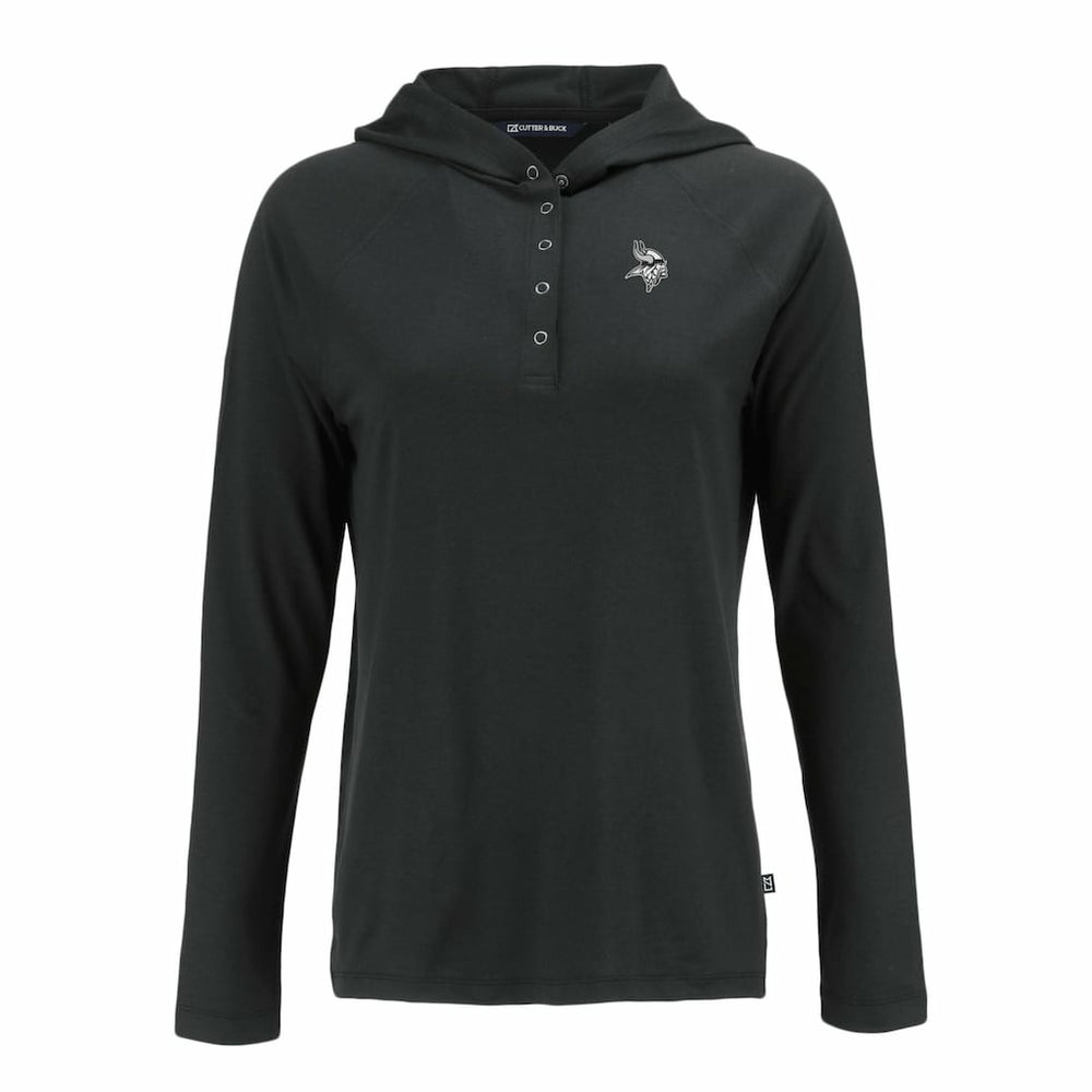 Minnesota Vikings Cutter & Buck Women's Coastline Epic Comfort Eco Recycled Long Sleeve Hoodie T-Shirt Black - NFL